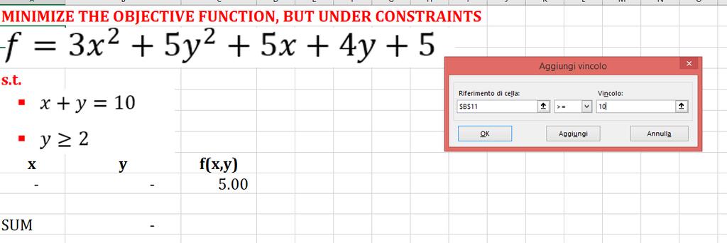 Excel Solver for constrained