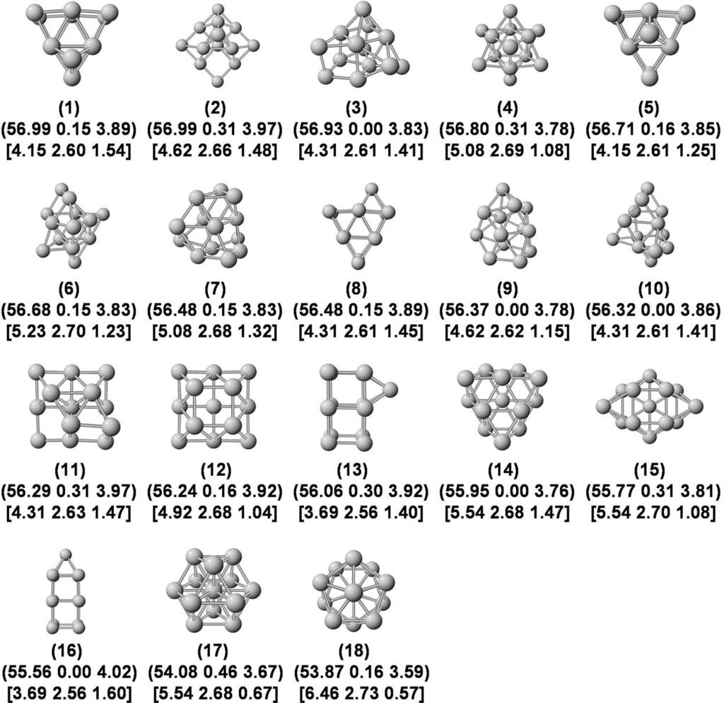 DENSITY FUNCTIONAL STUDY OF STRUCTURAL TRENDS FIG. 2. Isomers of Pt 13 cluster shown in the order of decreasing total energy.