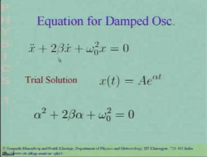(Refer Slide Time: 31:39) This equation is still a second order differential equation the equation governing the simple harmonic oscillator is still a second order differential equation.