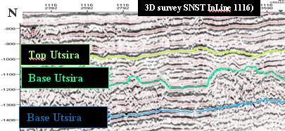 Seismic interpretation Utsira Formation A total of 6 seismic horizons was mapped over a regional defined area of about 6.