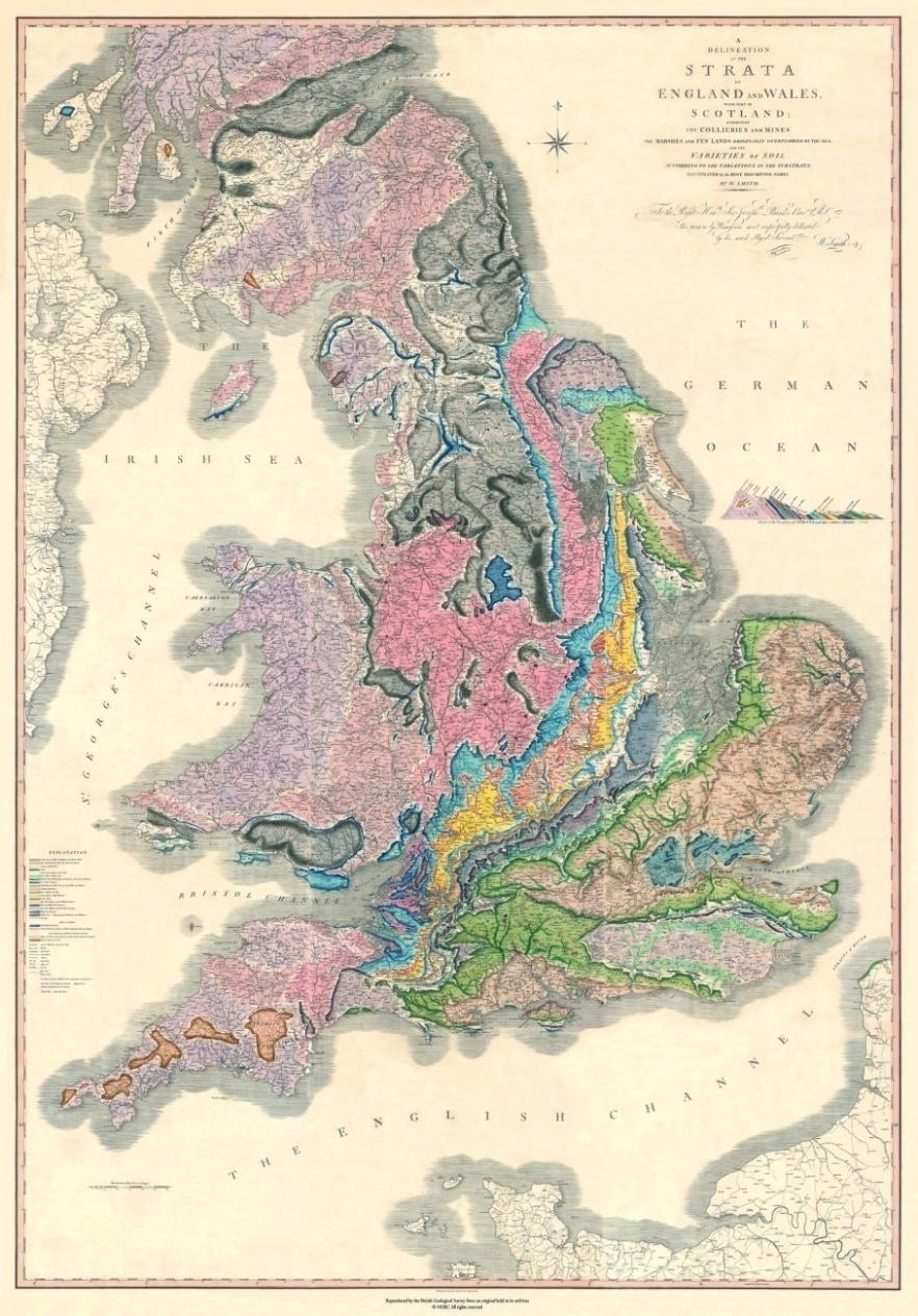 William Smith s 1815 geological map Big Data and BGS British Geological Survey (BGS) advises government, agencies & public about risks and resources for the UK landmass & UKCS BGS advice sought on