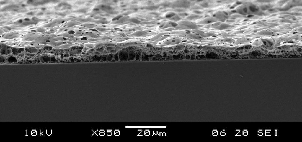 Phosphorus doped PECVD silicon oxynitride Figure 4.16 SEM image of a P-doped PECVD SiON layer containing 8.