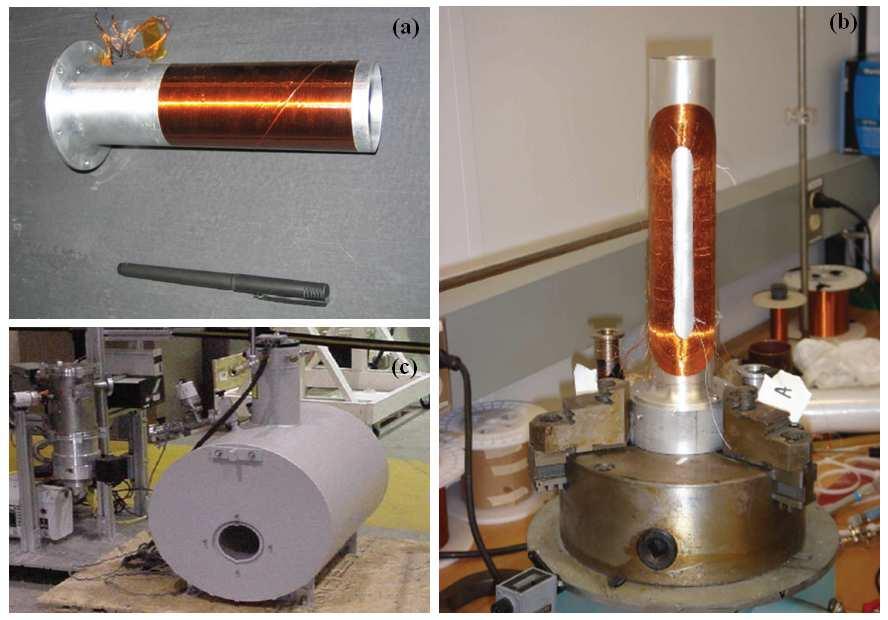 Horizontal cryostat with integrated solenoid to freeze