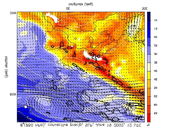 ECMWF Analysis, 19 June 2002, 1200 UTC Equivalent potential temp.