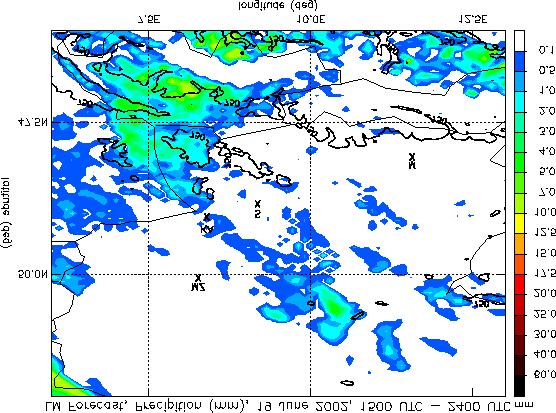 Total Precipitation, 19 June 2002 Surface observations, 24 h