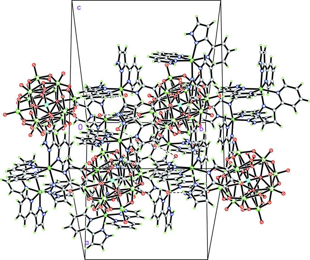 Figure 2 The crystal packing of the title compound, displayed with N H O and O H O hydrogen bonds as dashed lines.