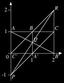 Quiz #11. Wednesday, 30 November. [10 minutes] 1. Suppose A = (0, 1), B = (1, 1), C = (1, 2), A = (1, 0), B = (2, 0), and C = (0, 0) in the Cartesian plane. Let P = AC A C, Q = AB A B, and R = BC B C.