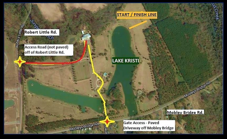 Lake Kristi EAP: Home Cross Country Course (not on campus) Emergency Vehicle Access: In the event of an emergency, a person will be designated to meet EMS at the entrance to the course off Mobley s