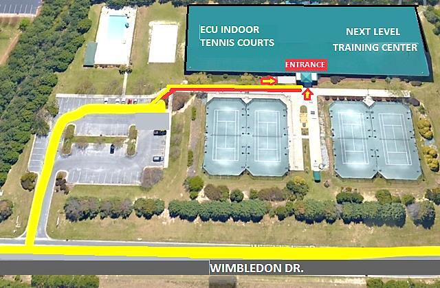 ECU Indoor Tennis Complex/Next Level Training EAP (Off-Campus) Venue Address: 1750 Wimbledon Dr, Greenville, NC 27858 Emergency Vehicle Access: The emergency entrance/exit is off of Arlington Blvd.