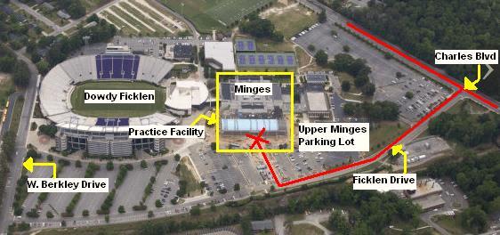 Men s & Women s Basketball & Volleyball EAP: Williams Arena at Minges Coliseum/Smith-Williams Center There is one main entrance/exit for emergency access to the Minges Coliseum & the Men s & Women s