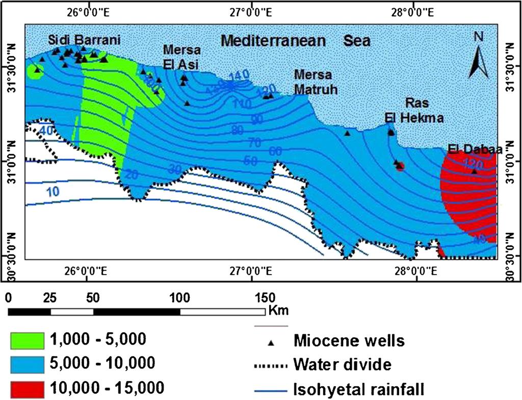 1574 Nahla A Morad et al. Figure 5. Iso-salinity contour map and relation between the rainfall and TDS of the Miocene aquifer.