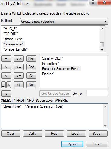 Step 3: Export the selection as NHD perennial stream