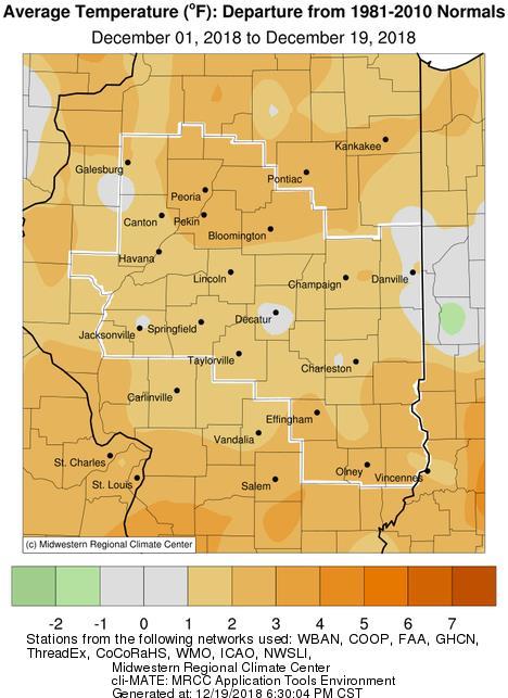 Winter Season to date (December 1-19) Temperatures: Above normal Precipitation: Above normal south of I-70, near normal elsewhere The biggest December tornado outbreak