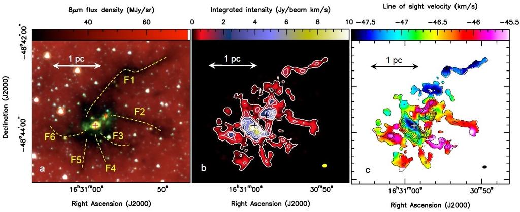 Massive Stars through Filaments (Peretto+2013) Uniform but Different Velocity in