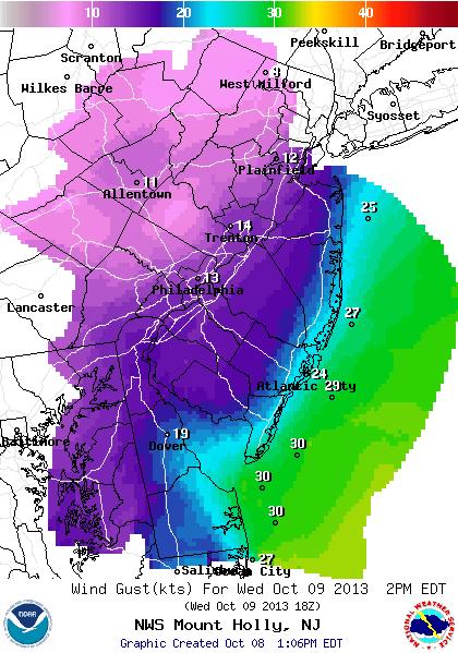 Winds Winds will gust over 35 miles an hour near the Atlantic Coast.