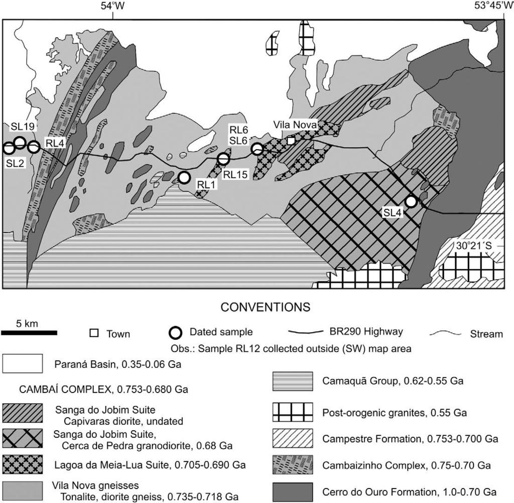 86 L.A. Hartmann et al. / Gondwana Research 19 (2011) 84 99 Fig. 2. Geological map of Vila Nova region (many authors; most recently Bitencourt et al., 2001).