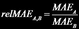 Appendix 3 Evaluation metrics Relative Mean Absolute Error (relative MAE) Mean absolute error (MAE) is the mean absolute difference between predictions ŷ and observations y over n data points: n 1