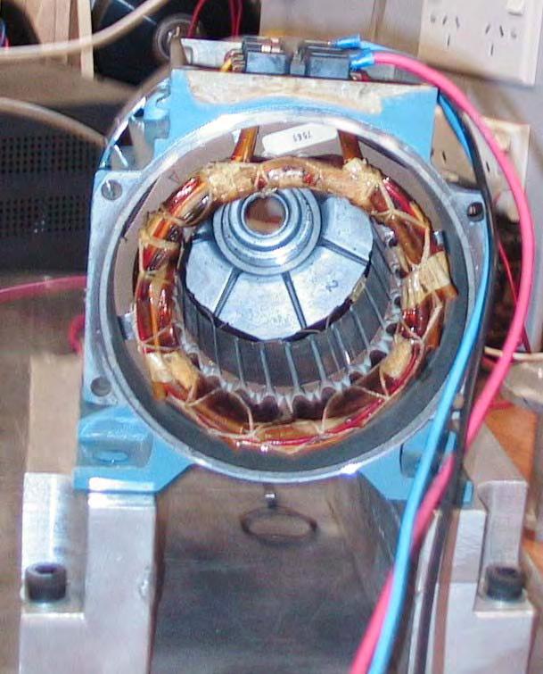 Chapter 4: Design and Analysis of the Prototype Segmented IPM Machine 4.2.2. Brief description of the stator Fig. 4.2 Three-Phase distributed winding Stator As mentioned earlier, an existing stator (shown in the Fig.