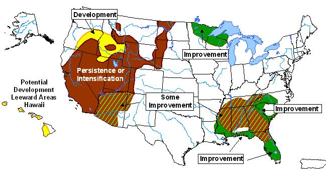 Seasonal Drought Outlook through August 2007 The Drought Outlook (DO) depicts general, large-scale trends through the end of September 2007 (3.5 months, Figure 12).