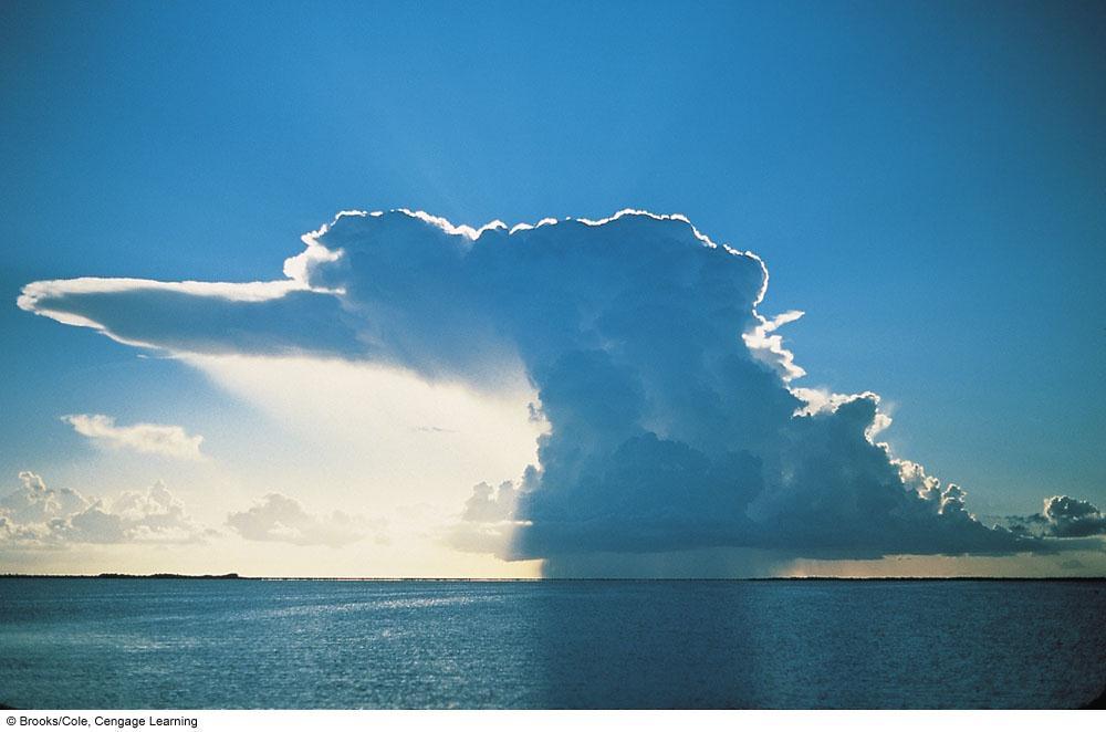Figure 5.23 A cumulonimbus cloud (thunderstorm). Strong upper-level winds blowing from right to left produce a well-defined anvil.