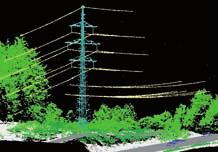 Pylons and power lines from different perspectives. GIS-application showing transformer substation.