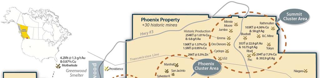 The Phoenix Project Utilizing New Technology to Re start Former Mines Along with the Phoenix mine an 11,000 ha (27,000