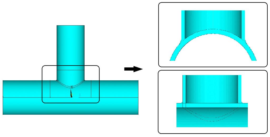 Numerical modelling technique Now, the areas between the lines are easy to create, and finally the volume, which is the weld region itself. The final shape of the weld can be seen on (Figure 4.3).