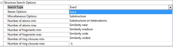 9 The user needs to specify the structure search type (Figure 3). Exact: For each query structure, an exact match structure search will be performed.