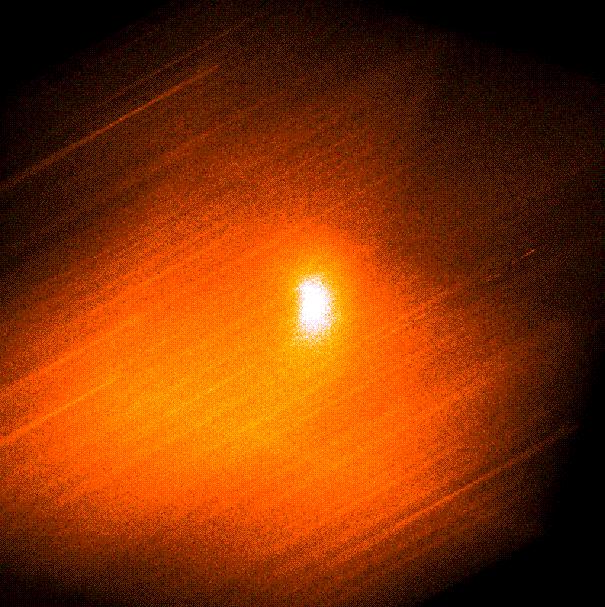 XMM-Newton observation of Comet C/2000 WM1 raw image contaminated by variable exposure due to moving FOV