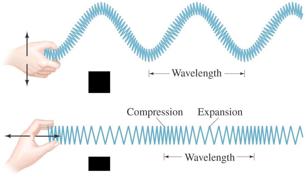Types of Waves: Tansvese and Longitudinal The motion of paticles in a wave can be