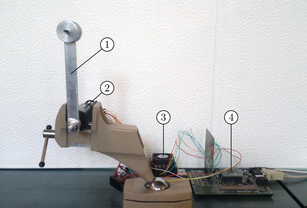 ENOC 014 July 6-11 014 Vienna Austria Figure 4: The measurement setup. 1: inverted pendulum : DC-motor 3: H-bridge 4: PIC microcontroller.