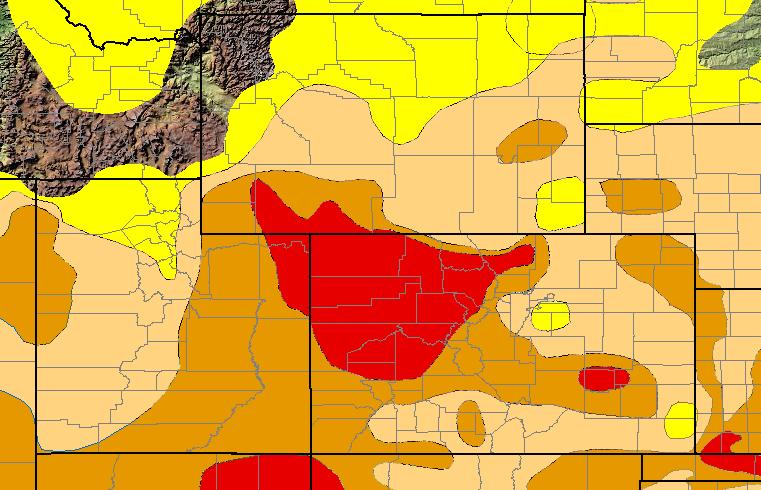 Drought and Water Discussion D1 Drought categories and their associated percenfles D3 D3 D1 Fig. 7: June 19 th release of U.S. Drought Monitor for the UCRB.