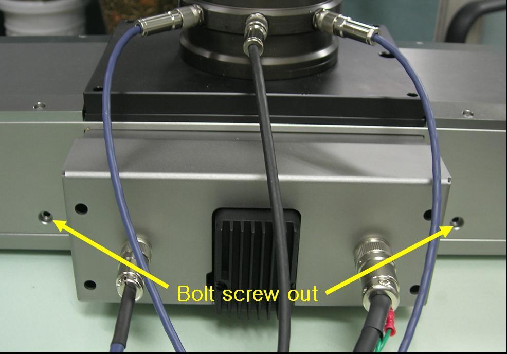 < Pic#5. both sides bolt must be screw out to move magnet > As shown in above image, you have to screw bolt out.