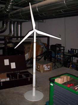 Figure 8: positioning of the wind generator in the wind tunnel On the blades of the wind generator three thermal markers and strain gages are applied in order to monitor the deformation on the blade