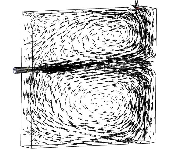When the inlet position is the same, the flow pattern of the carrier gas, including the region of the swirl flow formation, is hardly affected by the outlet