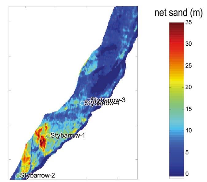 Figure 6. Net sand map derived from secant area extracted from the sparse spike inversion. Figure 9.