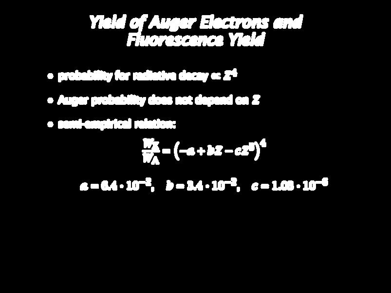Yield of Auger Electrons and Fluorescence Yield probability for radiative decay Z 4 Auger probability does