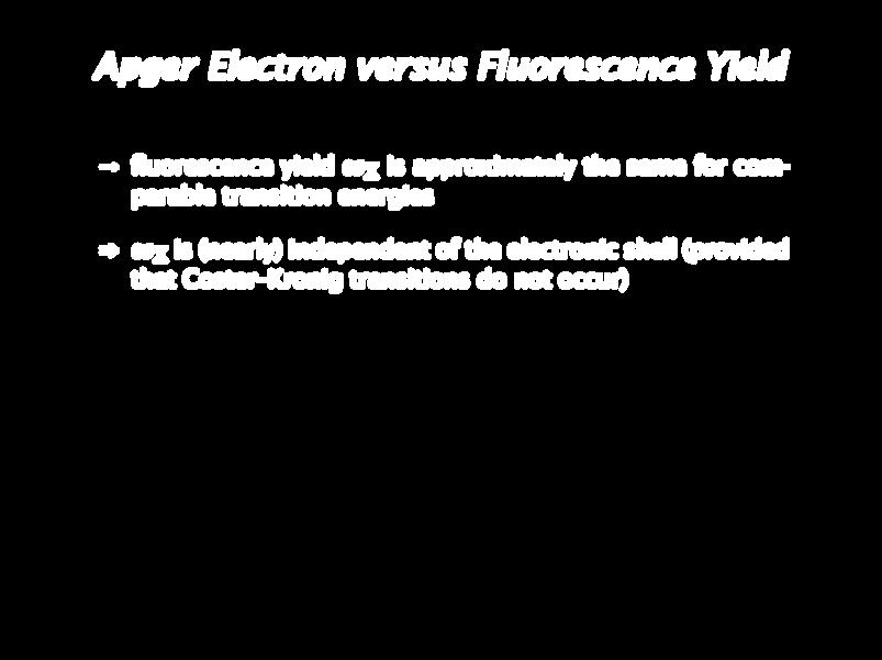 Apger Electron versus Fluorescence Yield fluorescence yield X is approximately the same for comparable transition