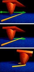Manipulating a nanotube The AFM is first used to obtain an image of the nanotube by scanning the AFM tip, shown in red in the picture, just above the surface.