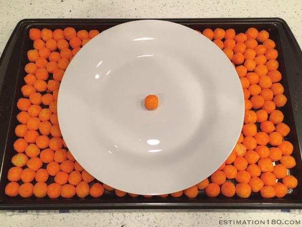 Unit 3, Lesson 10: Distinguishing Circumference and Area Let s contrast circumference and area. 10.1: Filling the Plate About how many cheese puffs can fit on the plate in a single layer?