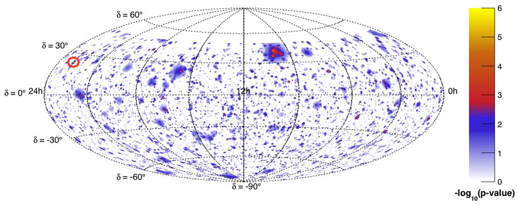 ANTARES results: full sky search of n sources The visible sky of ANTARES divided on a 1 " 1 " (r.a x decl.) boxes. Maximum Likelihood analysis searching for clusters ANTARES arxiv:1706.