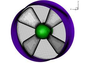 The black lines denote the mesh on the surface of the thruster.