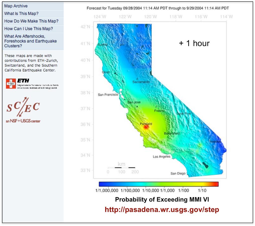 Southern California STEP Map for 2004 Parkfield Earthquake + 1