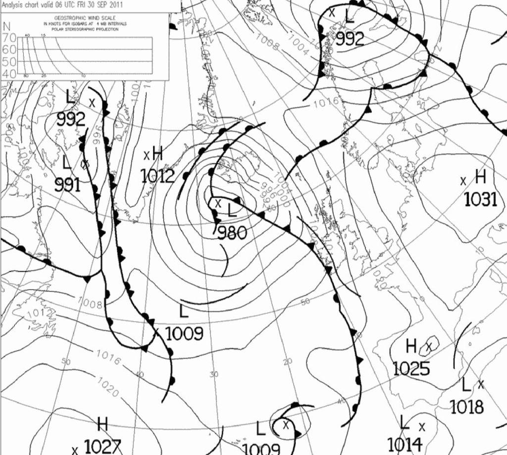 Case-Study I: 30 September 2011 Low-pressure system centred to the southwest of Iceland with a long-trailing cold front. Development began 0600 UTC 28 September 2011 at 43 N 28 W.
