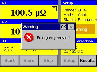 ERROR MESSAGES 15 0 The emergency switch is activated In this condition it is impossible to start a
