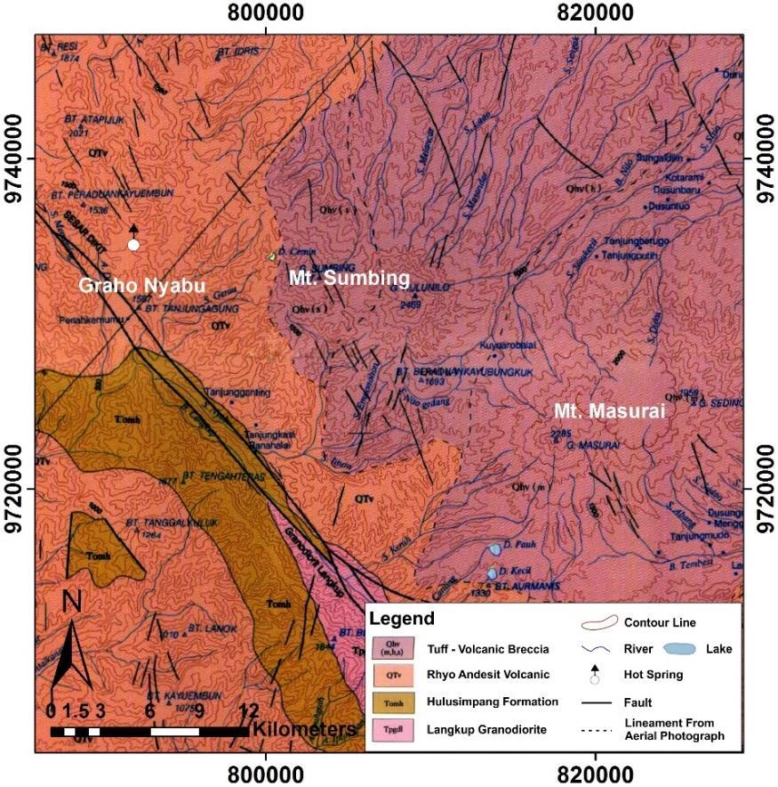 and Masurai (figure 2). The major structure near the study area is the Great Sumatra Fault from Northwest Southeast that control the surrounding minor faults [10]. Figure 2.