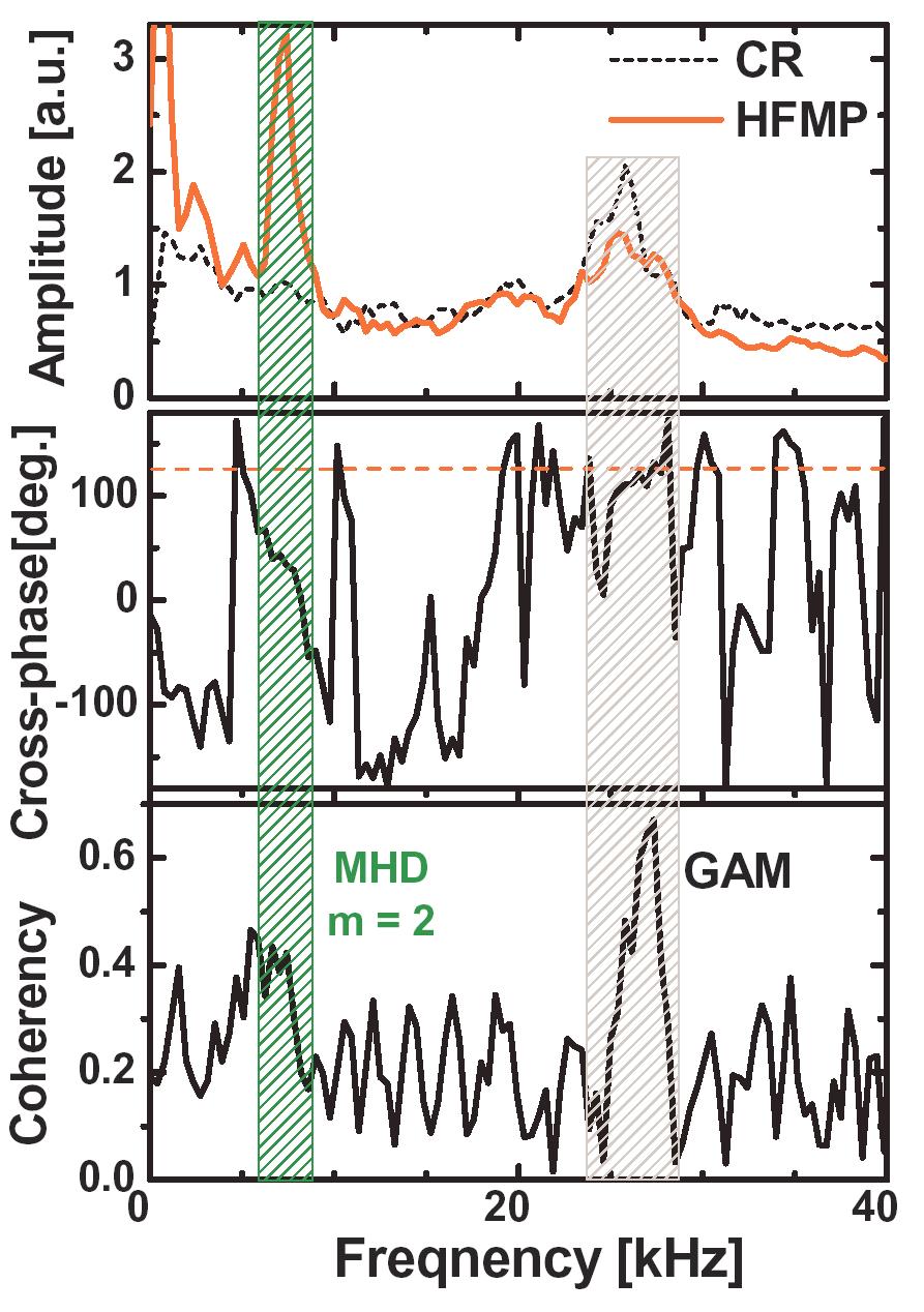 Observations of GAM oscillations CR versus Magnetic Probe Theoretically, GAM is considered as purely electrostatic mode, but in real plasma some electromagnetic effects may be involved.