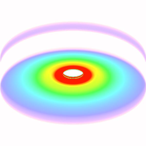 angle. Each circle in Figure 15 represents the radius and flux ratio of the brightness extrema in a faceon disk for each of the two modeled planet masses as observed at a specific wavelength.