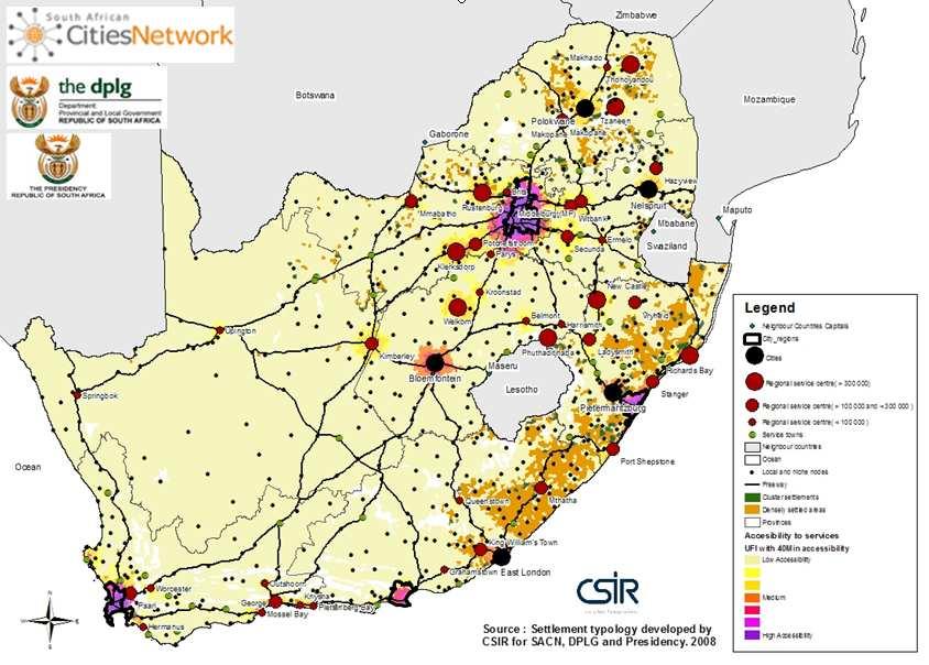 Ten: A recent study (2008) conducted by the CSIR for the South African Cities Network, Department of Provincial and Local Government (DPLG) and The Presidency once again reiterated these findings.