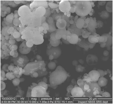 Figure 1 shows the SEM micrograph of a coal fly ash sample at 5000x magnification.